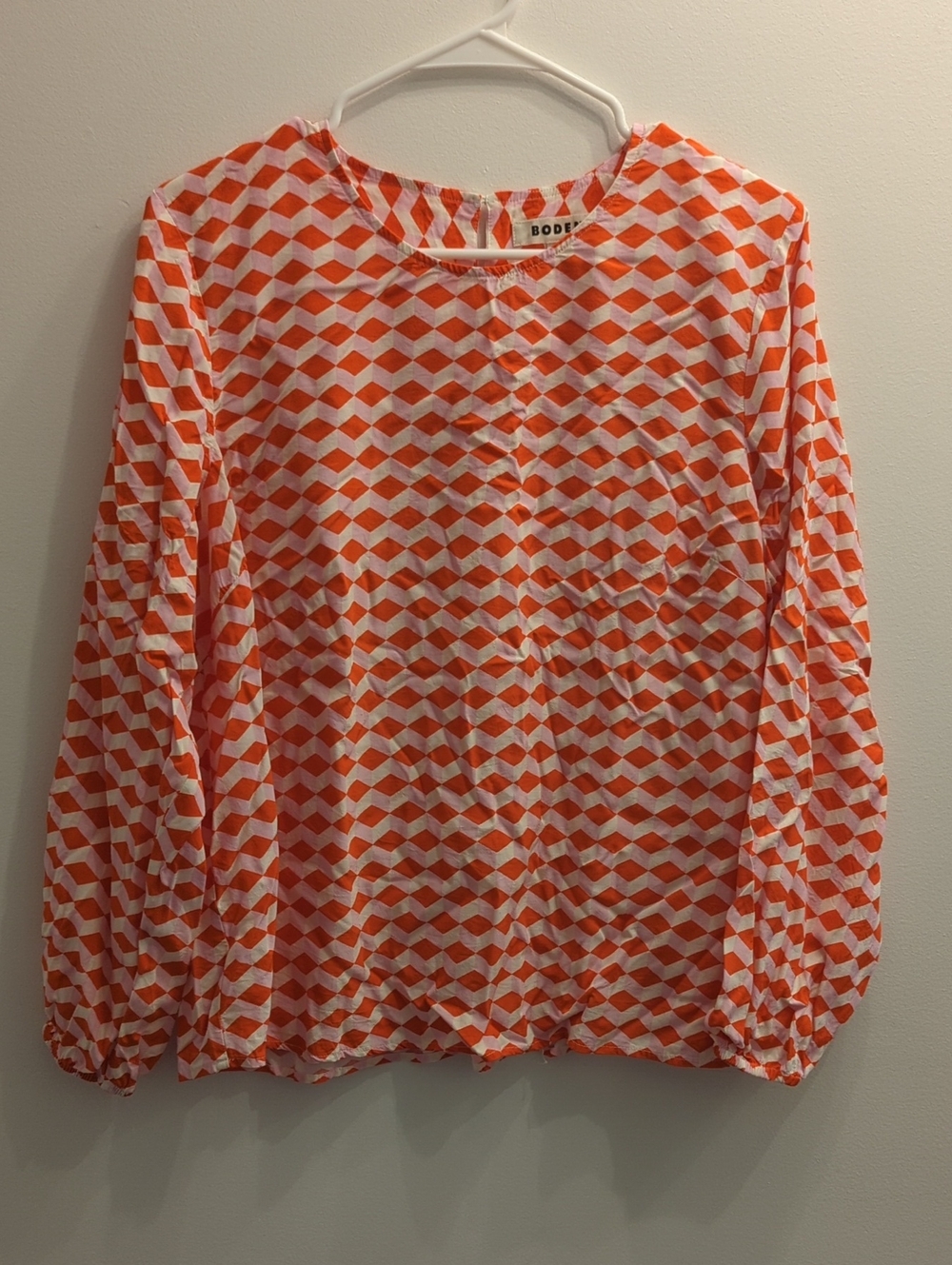 2/$40 - Boden Orange, Pink, & White Geometric Long-Sleeve Blouse (US 16-18)